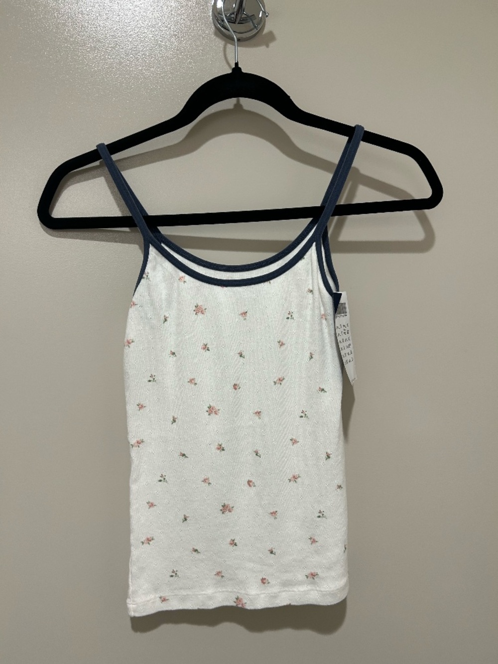 Brandy Melville Floral Tank Top with Blue Border